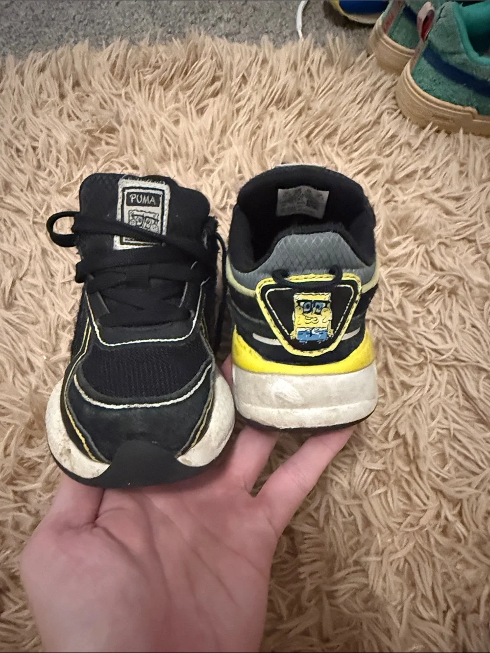 Puma Kids Black and Yellow SpongeBob Accent Sneakers
